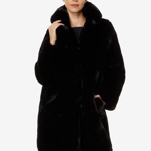 Vintage Black Faux Fur Full Length Coat